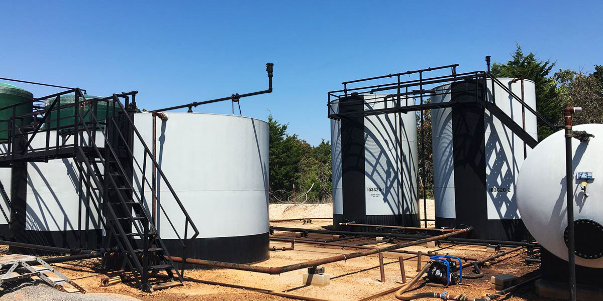Oil refinery storage tanks